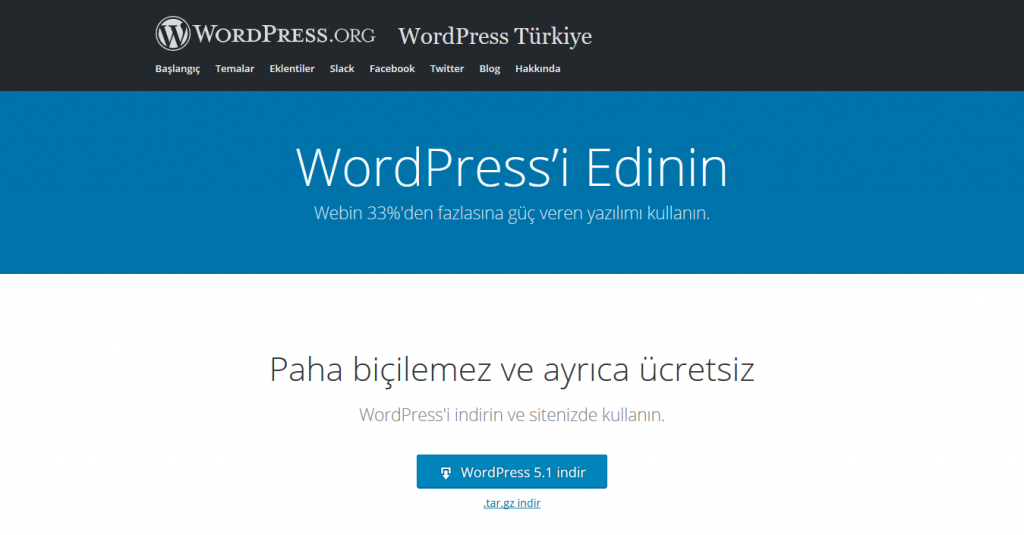 WordPress indirme sayfası